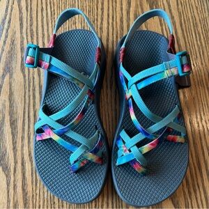 Chaco Women’s Teal Blue and Multicolor Strappy Outdoor Sporty Sandals Size 8